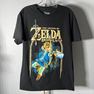 Zelda Breath of the Wild Black Graphic Print 100% Cotton Tee T-Shirt SZ Lrg
